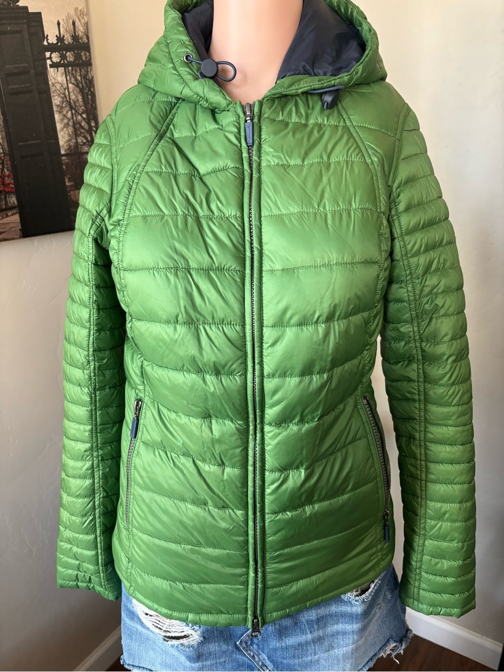 Barbour Bright Green Quilted Hooded Puffer Jacket